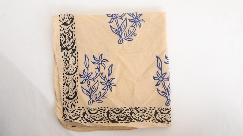 Handmade Block Print Cotton Bandana: Boho Scarf | Hand Block Printed | Eco Boho Headwrap | Ethical Fashion Accessory for Women thumbnail 2