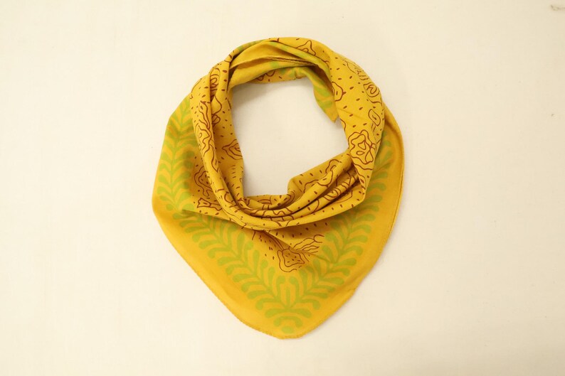 Set of 6 cotton Bandana Scarves, Foulard, Neckerchief, Necktie Face Mask, Hijab,Hand Made Gift for Her | yoga Headband and Bandana thumbnail 5