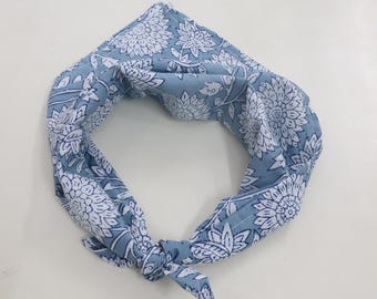 Handgeblockte Bandanas - Indische Baumwolle Handblockdruck, Boho Festival Halstücher, Yoga Stirnband & Bandana Geschenk Set für Damen Herren