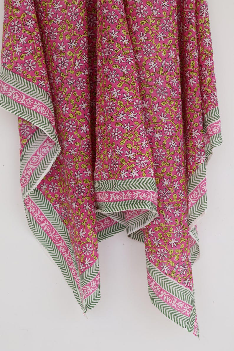 Hand Block Printed Cotton Sarong: Lightweight Beach Wrap, Artisan Made, Lightweight Summer Wrap, Eco Friendly Gift For Her , Resort & Outfit thumbnail 4