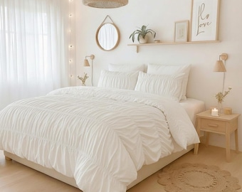 White Wrinkle Duvet Cover - Soft Wash...