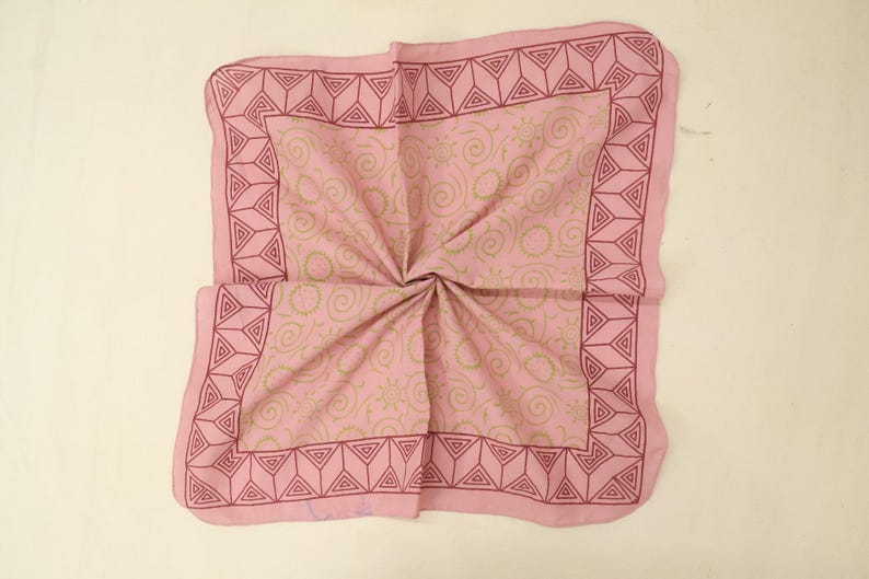 Floral Block Print Cotton Bandana Scarf: Handmade Ethical Fashion | Cotton Headscarf | Boho Hair Accessory | Handmade & Eco Friendly thumbnail 4