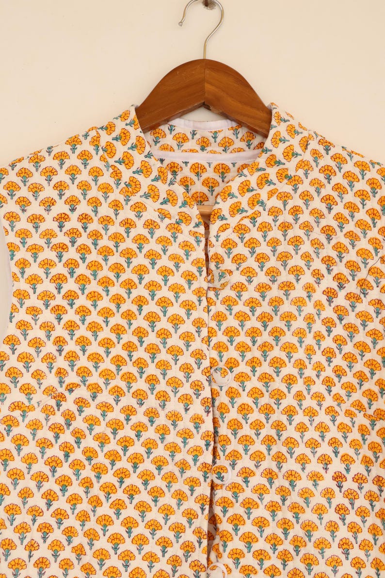 Handmade Printed Jacket for Women | Vintage Style Quilted Coat | Lightweight Ethnic Jacket, Festival Wear Jacket, Sustainable Fashion thumbnail 5