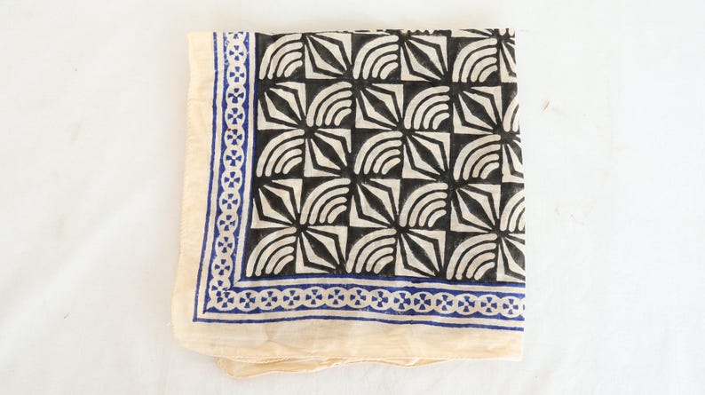 Hand Block Printed Cotton Bandana: Boho Head Scarf, Eco-Friendly thumbnail 3