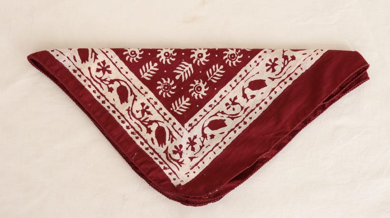 Hand Block Printed Cotton Bandana: Red Floral Boho Scarf | Eco-Friendly Head Wrap | Boho Hair Accessory Gift for Her thumbnail 4