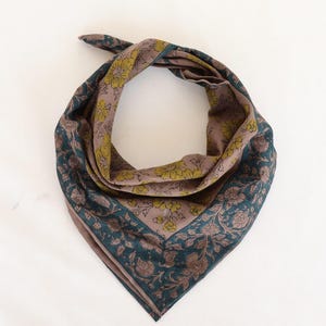Handblock Print Cotton Bandana Scarf: Boho Paisley Headwrap