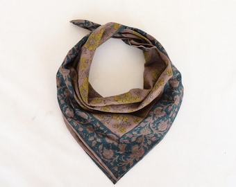 Handblock Print Cotton Bandana Scarf: Boho Paisley Headwrap