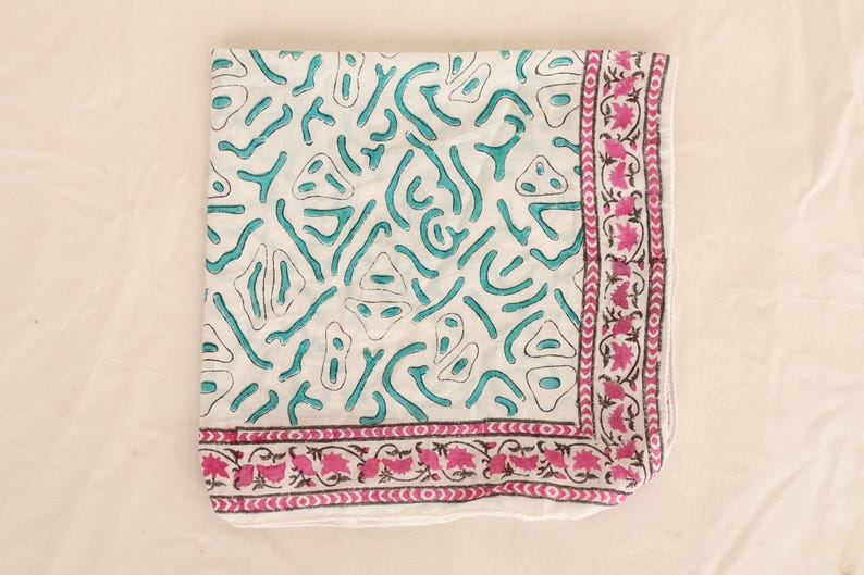 6 pcs Vintage Block Printed Cotton Bandana, Summer Cotton Head Scarf, Beach Headwear, Bikers Gift, Indian Cotton Bandanas, Party Bandanas thumbnail 4