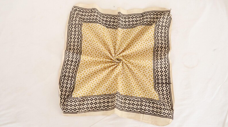 Floral Hand Block Print Cotton Bandana: Lightweight Scarf Bandana | Hand Block Printed Hair Wrap | Boho Neck Scarf | Travel, Beach Accessory thumbnail 2