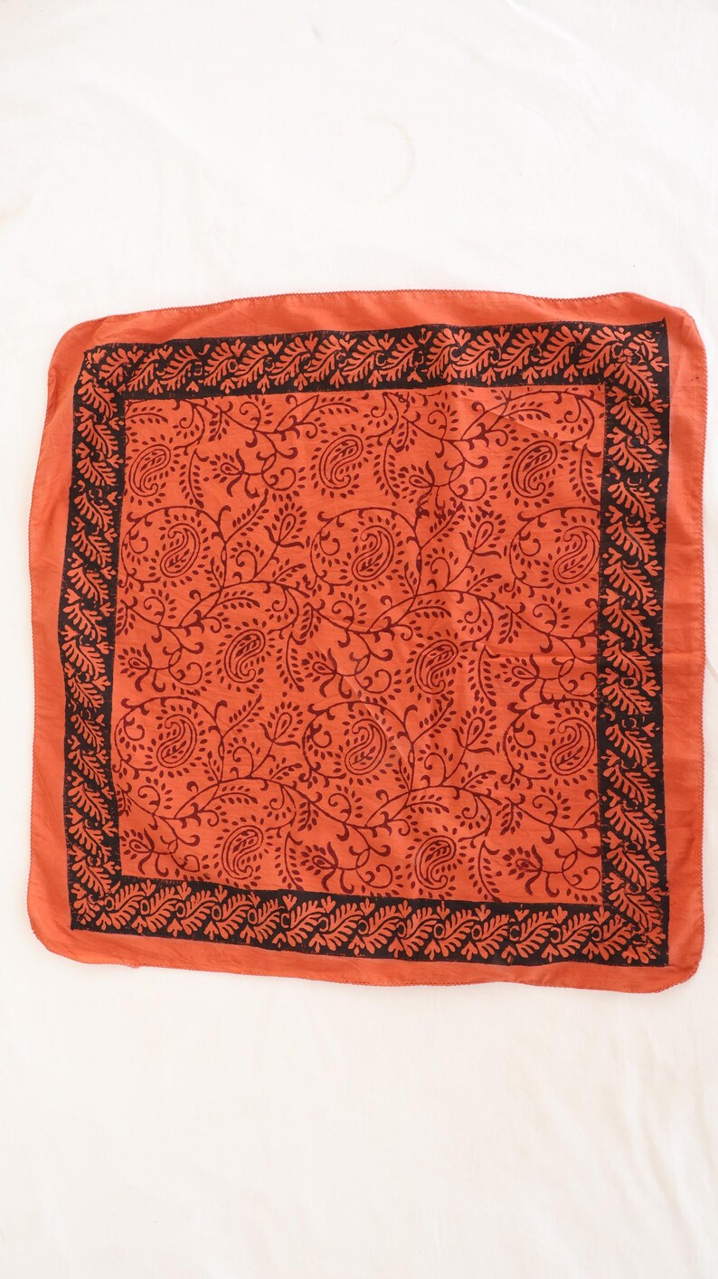 Hand Block Printed Cotton Bandana: Boho Eco-Friendly Scarf thumbnail 5