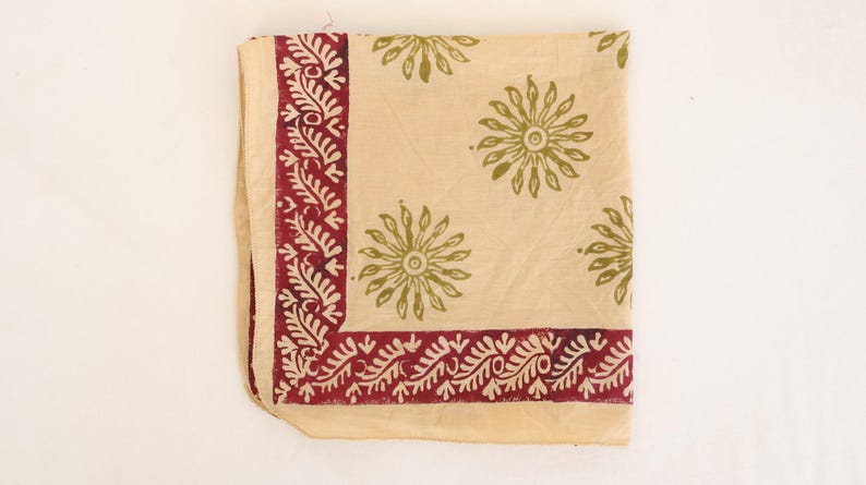 Handblock Print Cotton Bandana: Boho Hair Tie Neck Scarf thumbnail 5