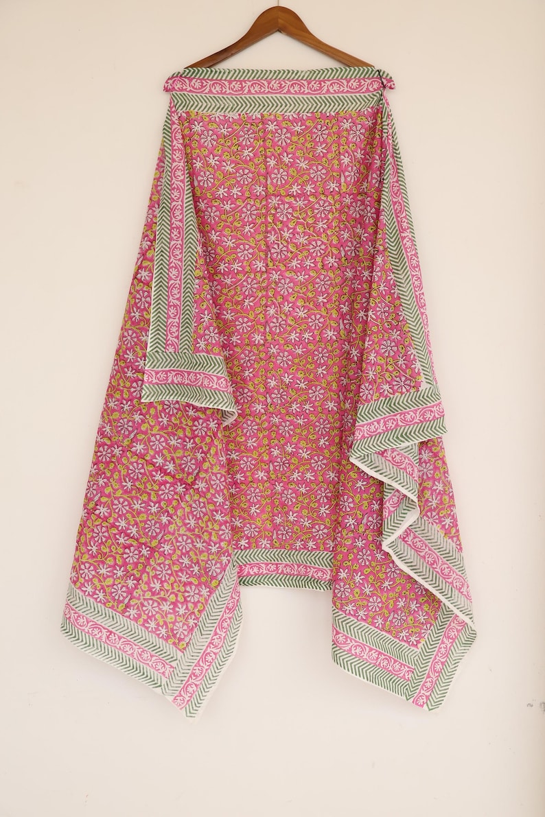 Hand-Block-Printed Cotton Sarong: Lightweight Beach Wrap Scarf thumbnail 2