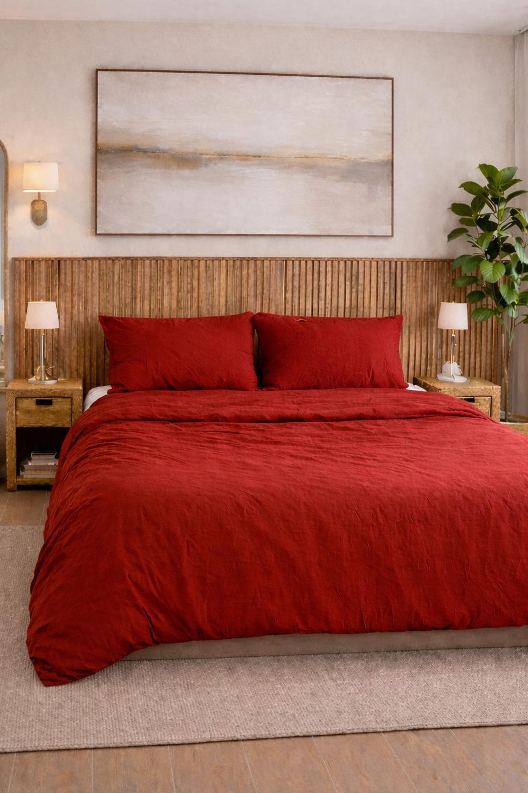 Red/rust Bedding Rust Red Wood Linen Duvet Cover Set – Stone Washed Linen Bedding ...