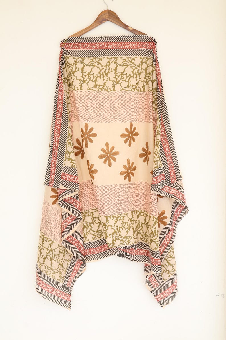 Hand Block Printed Cotton Sarong: Beach Wrap, Scarf, Shawl thumbnail 2