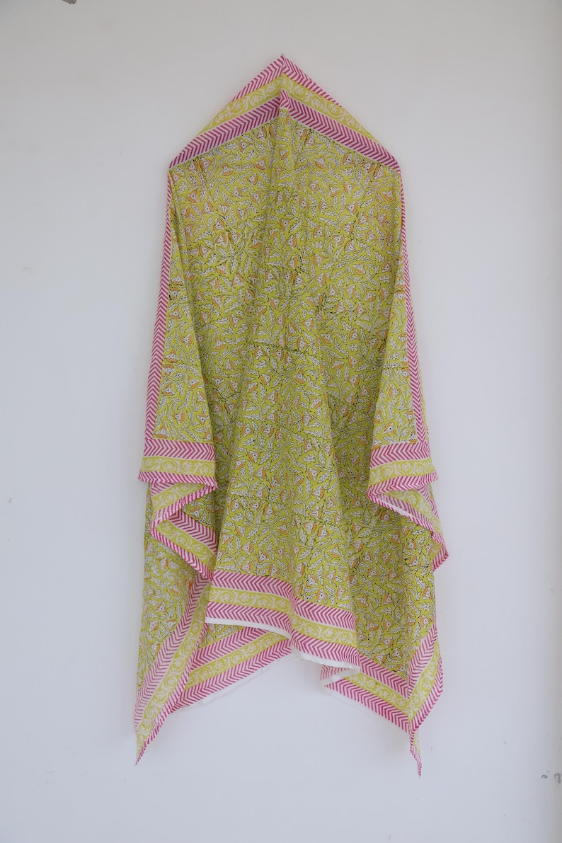 Block Print Cotton Sarong: Boho Beach Wrap, Ethical Fashion , Organic Cotton Beach Wrap, Eco Friendly Resort Wear, Lightweight Travel Scarf thumbnail 4