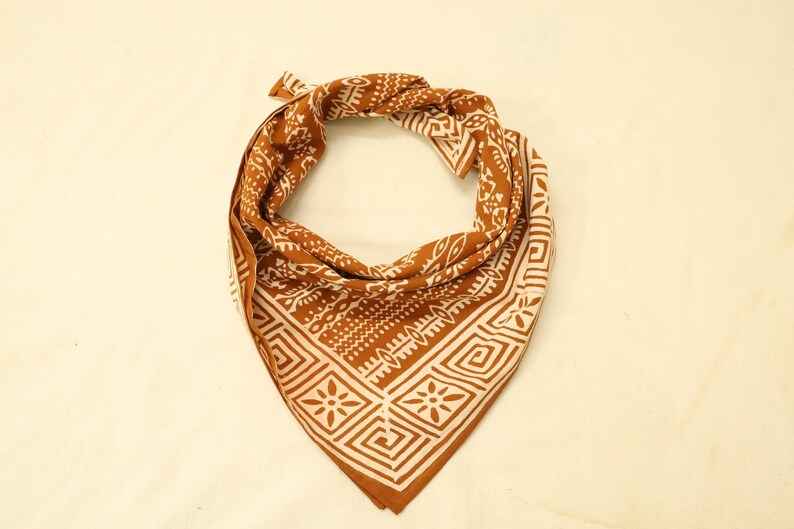 Handmade Bandanas - Indian Cotton Hand Block Print, Boho Festival Neckerchiefs, Yoga Headband & Bandana Gift Set for Women Men,Summer Scarf thumbnail 2