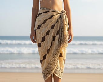 Handgefertigter Sarong aus Blockprint-Baumwolle: Boho Beach Cover Up, weicher, leichter Baumwoll-Pareo | Eco Strand Abdeckung | 100% natürliche Baumwolle