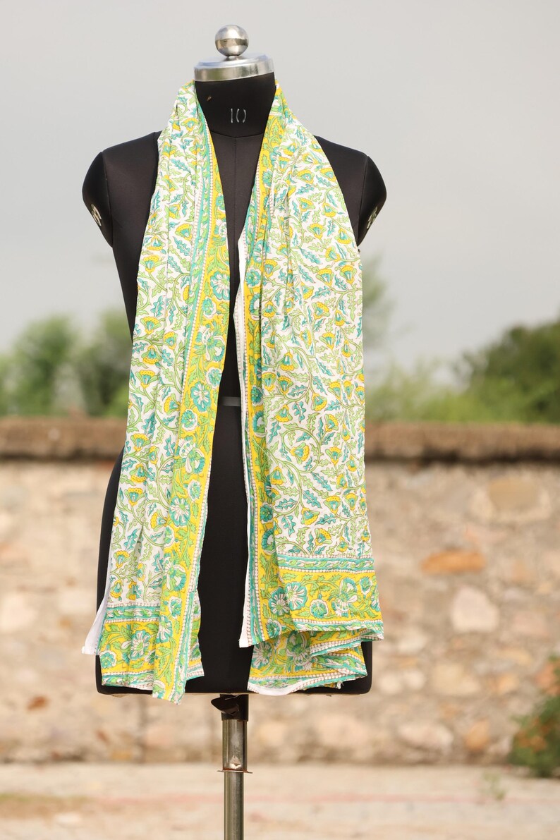 Hand Block Print Cotton Sarong: Boho Beach Cover-Up thumbnail 5