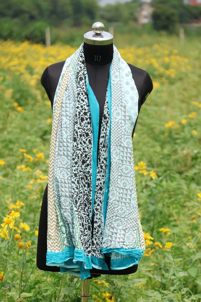 Hand Block Print Cotton Sarong: Bohemian Beach Wrap, 100% Cotton Beach Wrap, Bohemian Resort Wear, Gift for Her , summer Boho Sarong thumbnail 5