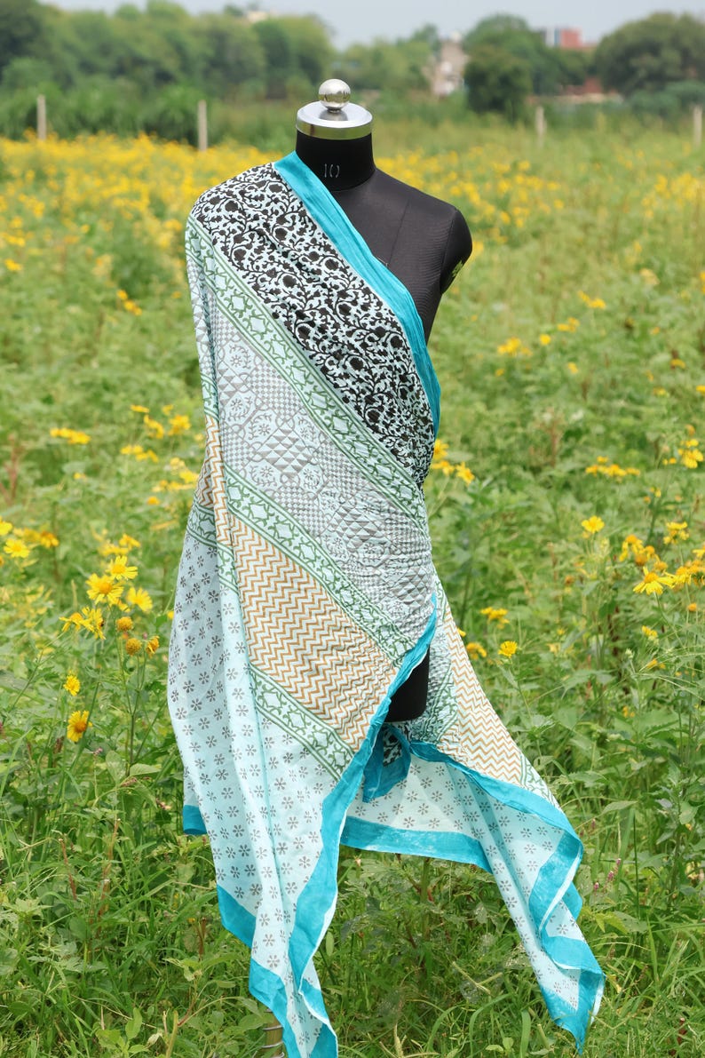 Hand Block Print Cotton Sarong: Bohemian Beach Wrap, 100% Cotton Beach Wrap, Bohemian Resort Wear, Gift for Her , summer Boho Sarong thumbnail 4