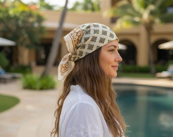 Handmade Bandanas - Hand Block Print, Floral Head Scarf, Beach Bandana,Festival Neckerchiefs, Yoga Headband & Bandana Gift Set for Women Men