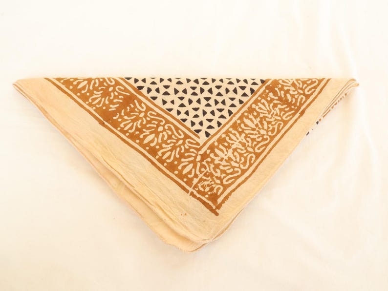 Hand Block Printed Cotton Bandana: Boho Hair Scarf | Hand Block Printed Hair Wrap | Boho Neck Scarf | Travel, Beach & Daily Accessory thumbnail 3
