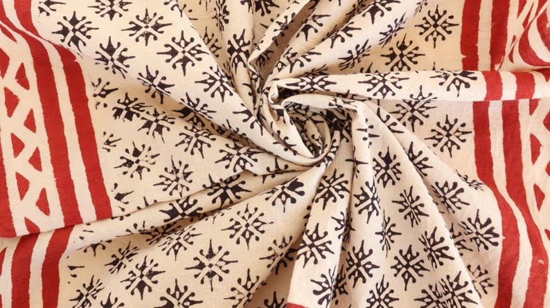 Hand Block Print Cotton Bandana: Boho Festival Scarf | Lightweight Cotton Headwrap | Boho Vintage Style Scarf | Gift for Her thumbnail 4