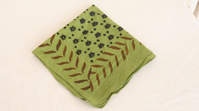 Hand Block Print Cotton Bandana - Bohemian Scarf Head Wrap | Hand Block Printed | Boho Hair Wrap | Eco Fashion Accessory | Organic Cotton thumbnail 5