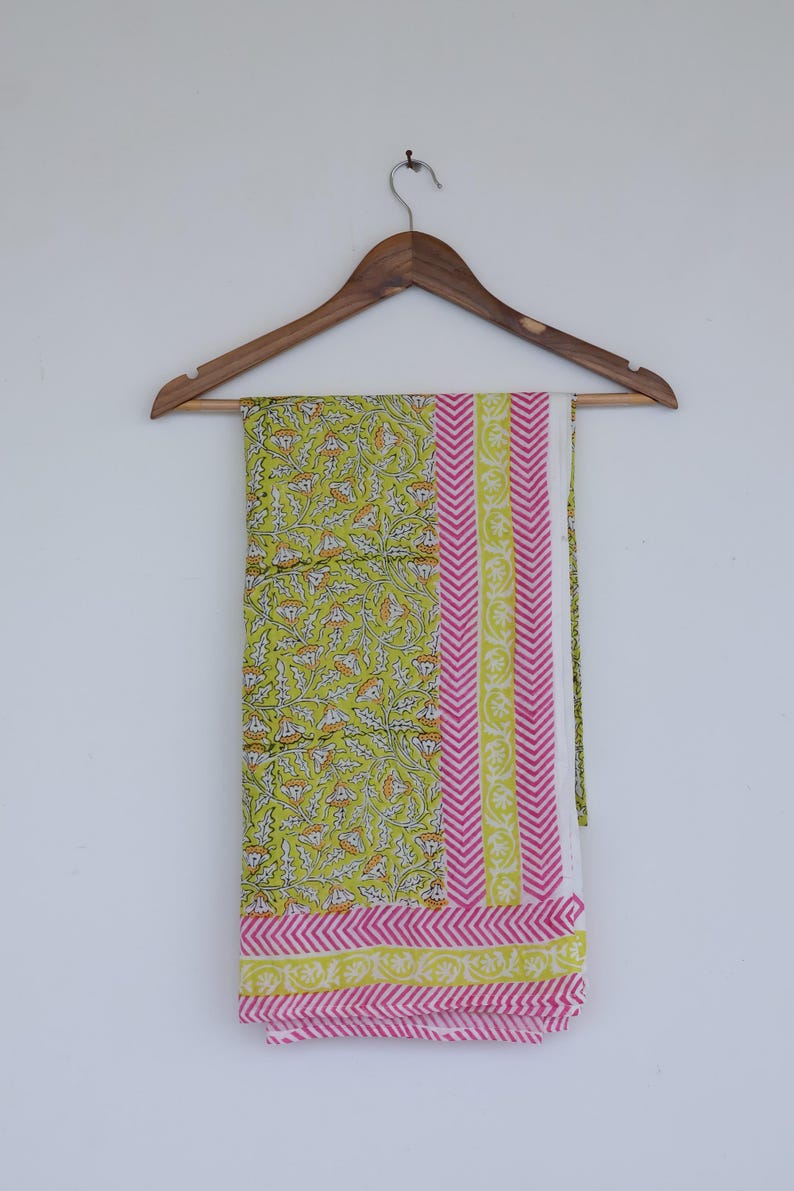 Block Print Cotton Sarong: Boho Beach Wrap, Ethical Fashion , Organic Cotton Beach Wrap, Eco Friendly Resort Wear, Lightweight Travel Scarf thumbnail 3