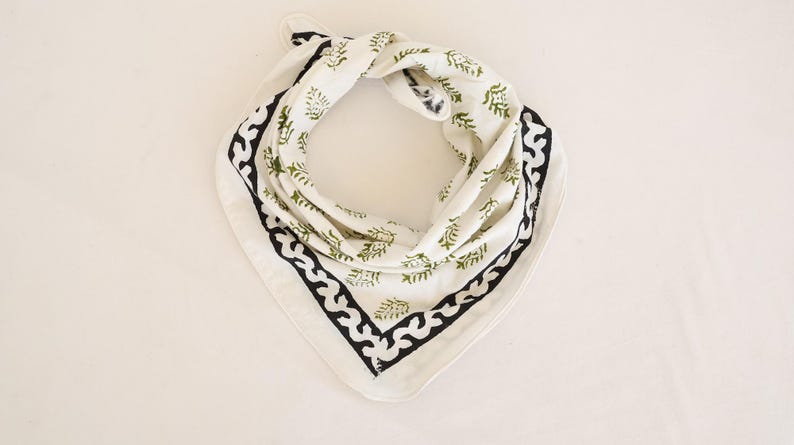 Hand Block Printed Cotton Bandana - Eco-Friendly Boho Scarf thumbnail 5