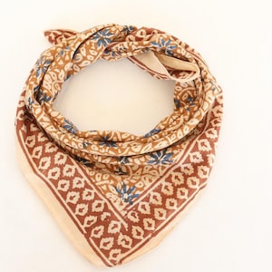 Block Printed Cotton Bandana,Rustic Artisan Scarf |Eco Friendly Block Print Bandana|Lightweight Cotton Wrap Festival Style100% Cotton Scarf