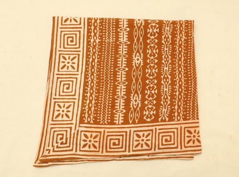 Boho Cotton Bandana Set of 7 | Handmade Block Print Head Scarves | Soft Cotton Neckerchief | Festival & Everyday Wear | 7 Assorted Bandanas thumbnail 3