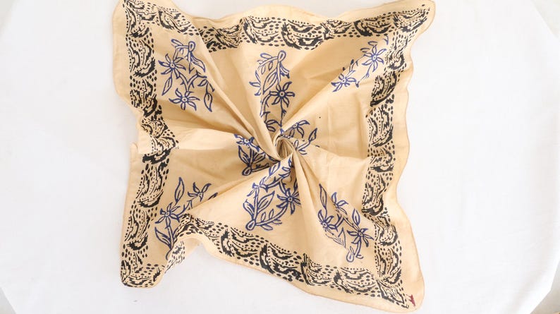 Handmade Block Print Cotton Bandana: Boho Scarf | Hand Block Printed | Eco Boho Headwrap | Ethical Fashion Accessory for Women thumbnail 4