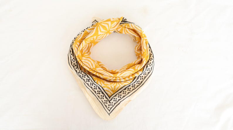 Set of 6 Handmade Bandana - Hand Block Print, Boho Festival Neckerchief, Pet Dog Neck Wrap, Yoga Headband and Bandana Gift Set for Women Men thumbnail 4