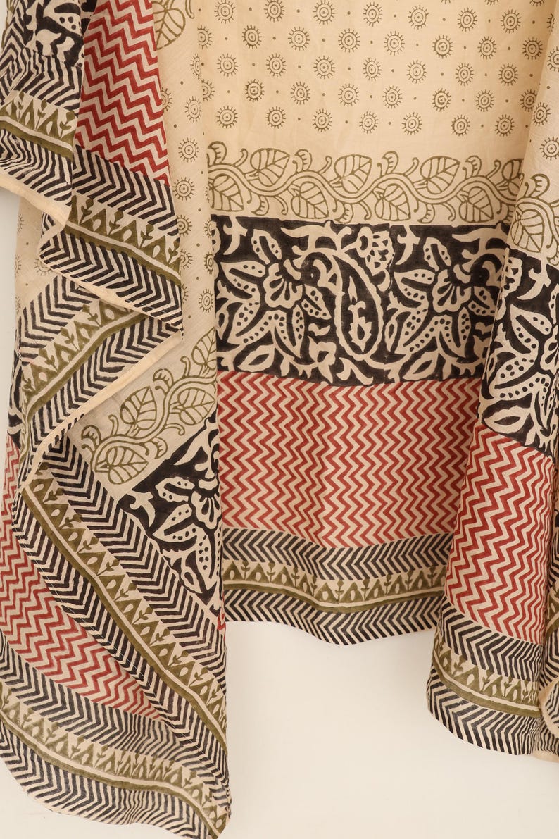Hand Block Printed Cotton Sarong: Beach Wrap, Scarf, Shawl thumbnail 2