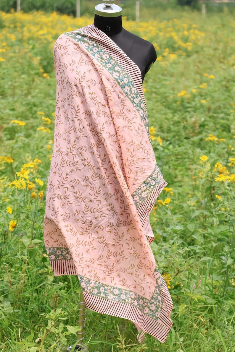 Floral Cotton Sarong: Hand Block Print Boho Beach Wrap, 100% Cotton Beach Wrap, Bohemian Resort Wear, Gift for Her thumbnail 4