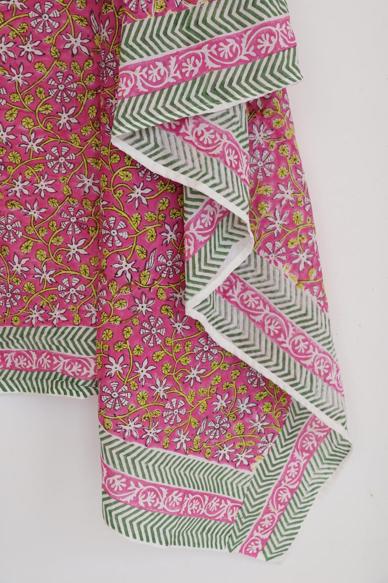 Hand Block Printed Cotton Sarong: Lightweight Beach Wrap, Artisan Made, Lightweight Summer Wrap, Eco Friendly Gift For Her , Resort & Outfit thumbnail 2