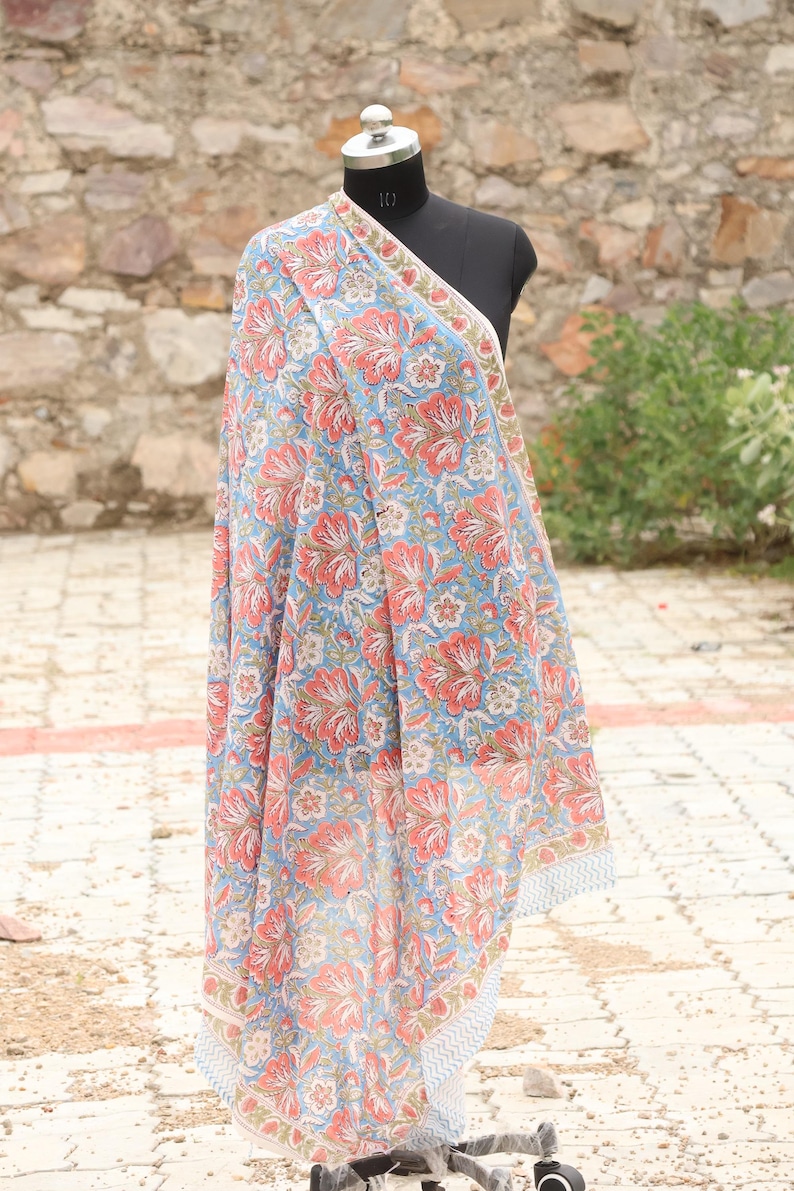 Hand Block Print Cotton Sarong: Boho Beach Cover Up, Lightweight Hand Block Print Beach Wrap | Eco-Friendly Resort style , Summer Fashion thumbnail 5