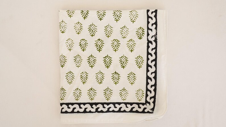 Hand Block Printed Cotton Bandana - Eco-Friendly Boho Scarf thumbnail 4