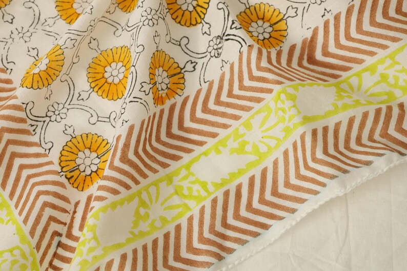 Hand Block Printed Cotton Bandana: Boho Artisan Scarf thumbnail 5