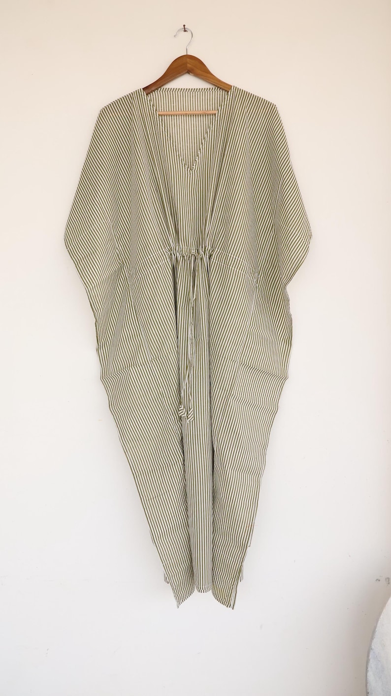 Beautiful 100% Pure Cotton Kaftan | Print Cotton Kaftan Robe | Boho Summer Wear Dress | Handmade Sleepwear Maxi Dress | Gift For Her thumbnail 3
