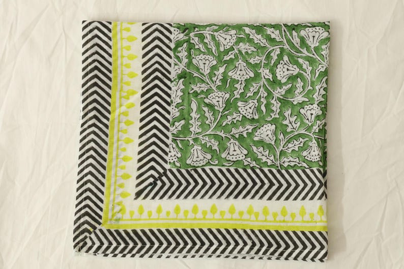 6 pcs Vintage Block Printed Cotton Bandana, Summer Cotton Head Scarf, Beach Headwear, Bikers Gift, Indian Cotton Bandanas, Party Bandanas thumbnail 5