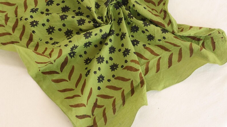 Hand Block Print Cotton Bandana - Bohemian Scarf Head Wrap | Hand Block Printed | Boho Hair Wrap | Eco Fashion Accessory | Organic Cotton thumbnail 3
