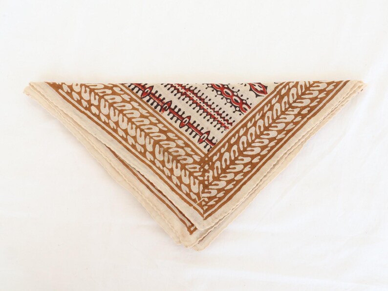 Handmade Block Print Cotton Bandana: Eco-Friendly Boho Scarf thumbnail 4