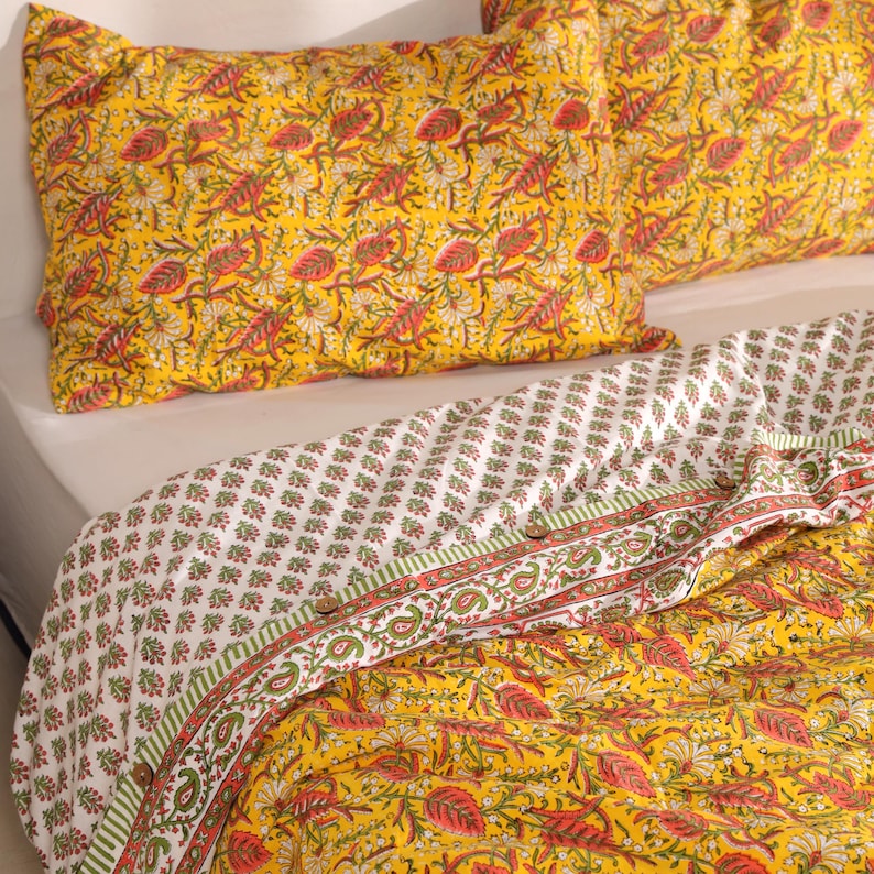 Printed Cotton Duvet Cover – Soft Breathable Bedding, Modern Bedroom Decor | Floral Printed Pillow Covers Queen King Full Size Duvet Cover thumbnail 4