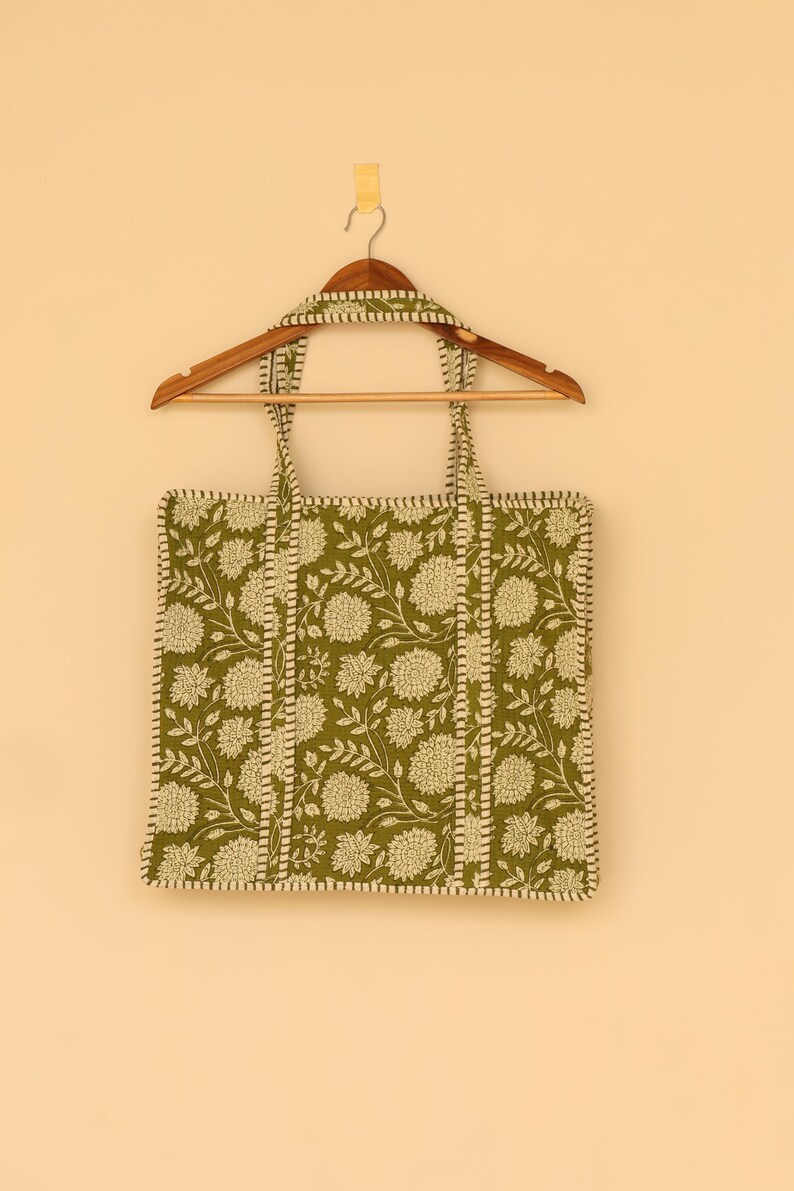 Boho Cotton Tote Bag | Handcrafted Printed Shoulder Bag, Market & Grocery Bag, Gift Bag for Her | Everyday Use Shopping / Travel Bag thumbnail 4