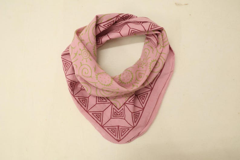 Set of 6 cotton Bandana Scarves, Foulard, Neckerchief, Necktie Face Mask, Hijab,Hand Made Gift for Her | yoga Headband and Bandana thumbnail 4