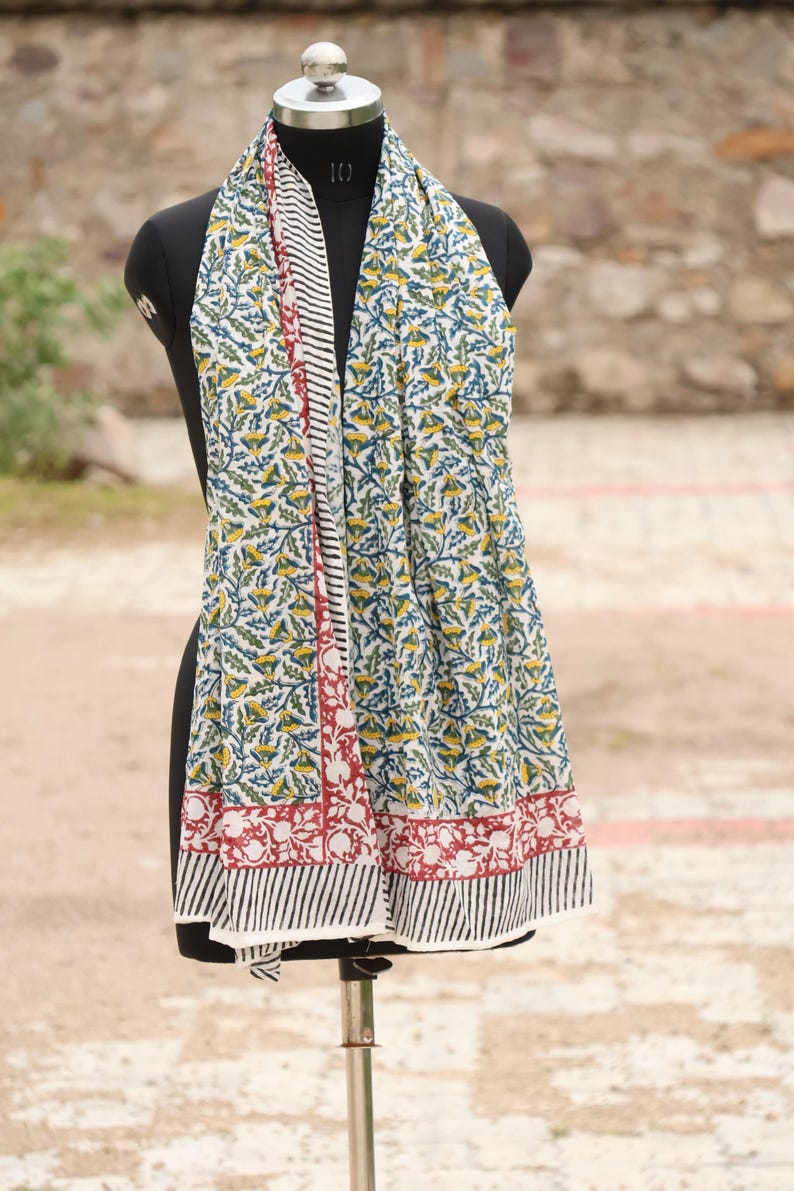 Hand Block Print Cotton Sarong: Boho Beach Wrap Cover-Up, Eco-Friendly sarong | Versatile Sarong for Beach, Pool, Travel, Yoga/Everyday Wear thumbnail 5