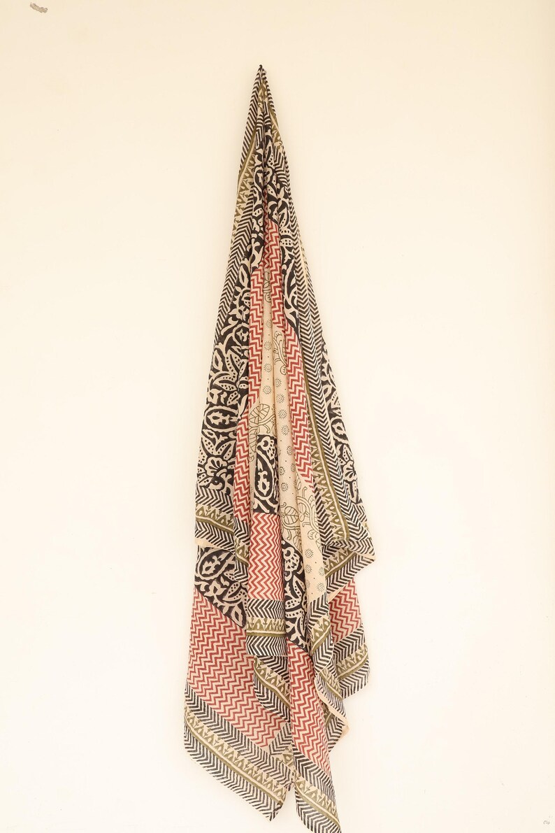 Hand Block Printed Cotton Sarong: Beach Wrap, Scarf, Shawl thumbnail 3