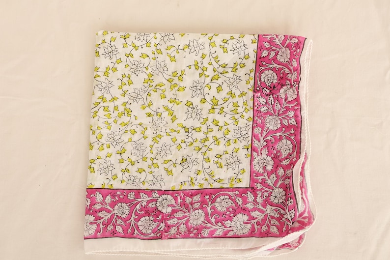 Hand Block Print Cotton Bandana Set of 7 | Floral & Paisley Bandanas | Soft Cotton Head Scarf | Boho Neckerchief | Unisex Bandana Gift thumbnail 3